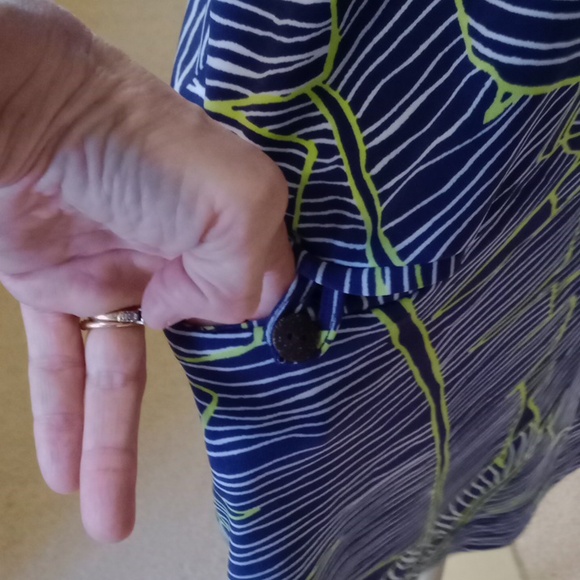 Tory Richard Honolulu abstract topical leaf tunic style dress w/ pockets small - Picture 5 of 7